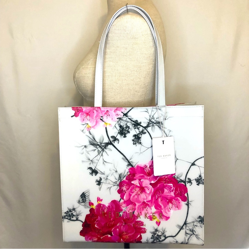 Ted Baker Babylon Large Icon Bag Pink And Grey Floral Print NWT